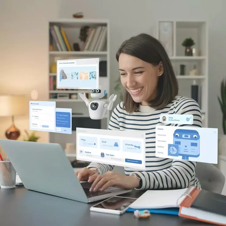 Marketing strategist working with AI campaign tools