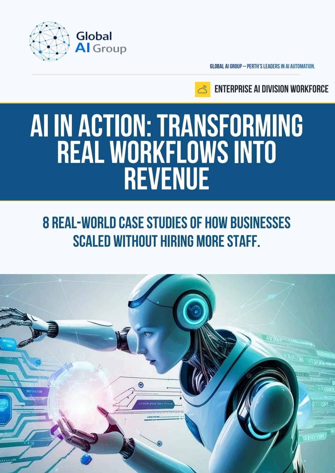 AI in Action e-book cover — transforming real workflows into revenue