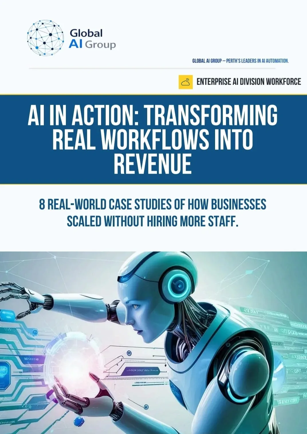 AI in Action e-book cover — transforming real workflows into revenue