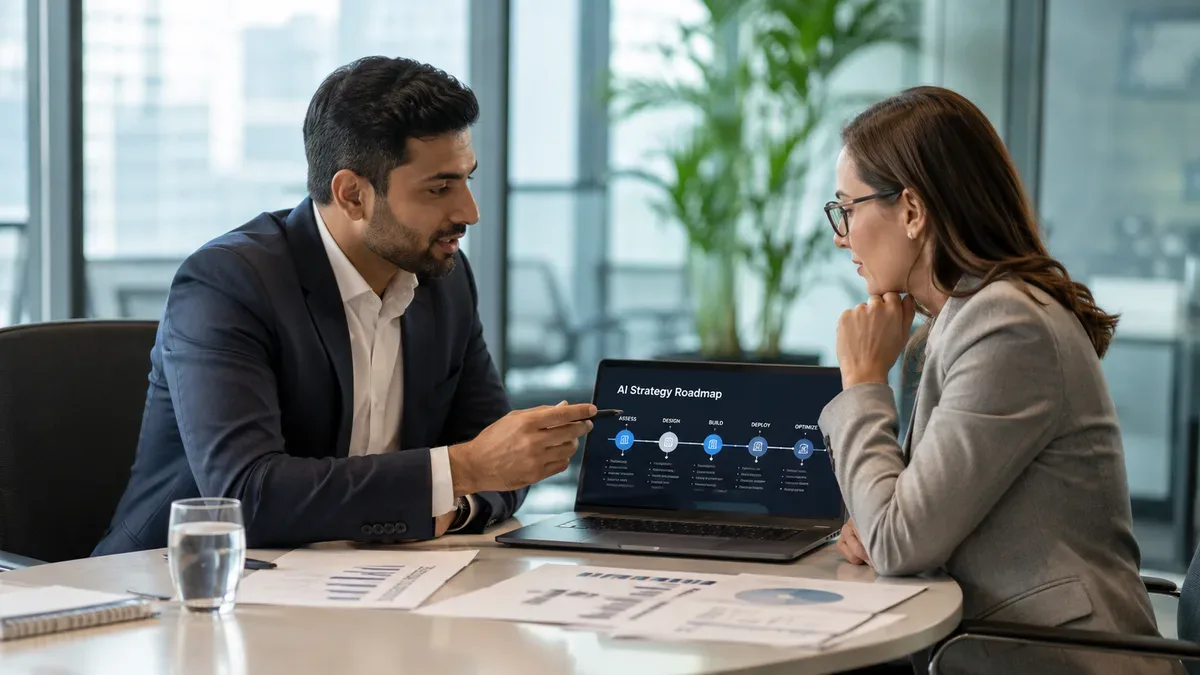 AI consulting strategy meeting for enterprise businesses
